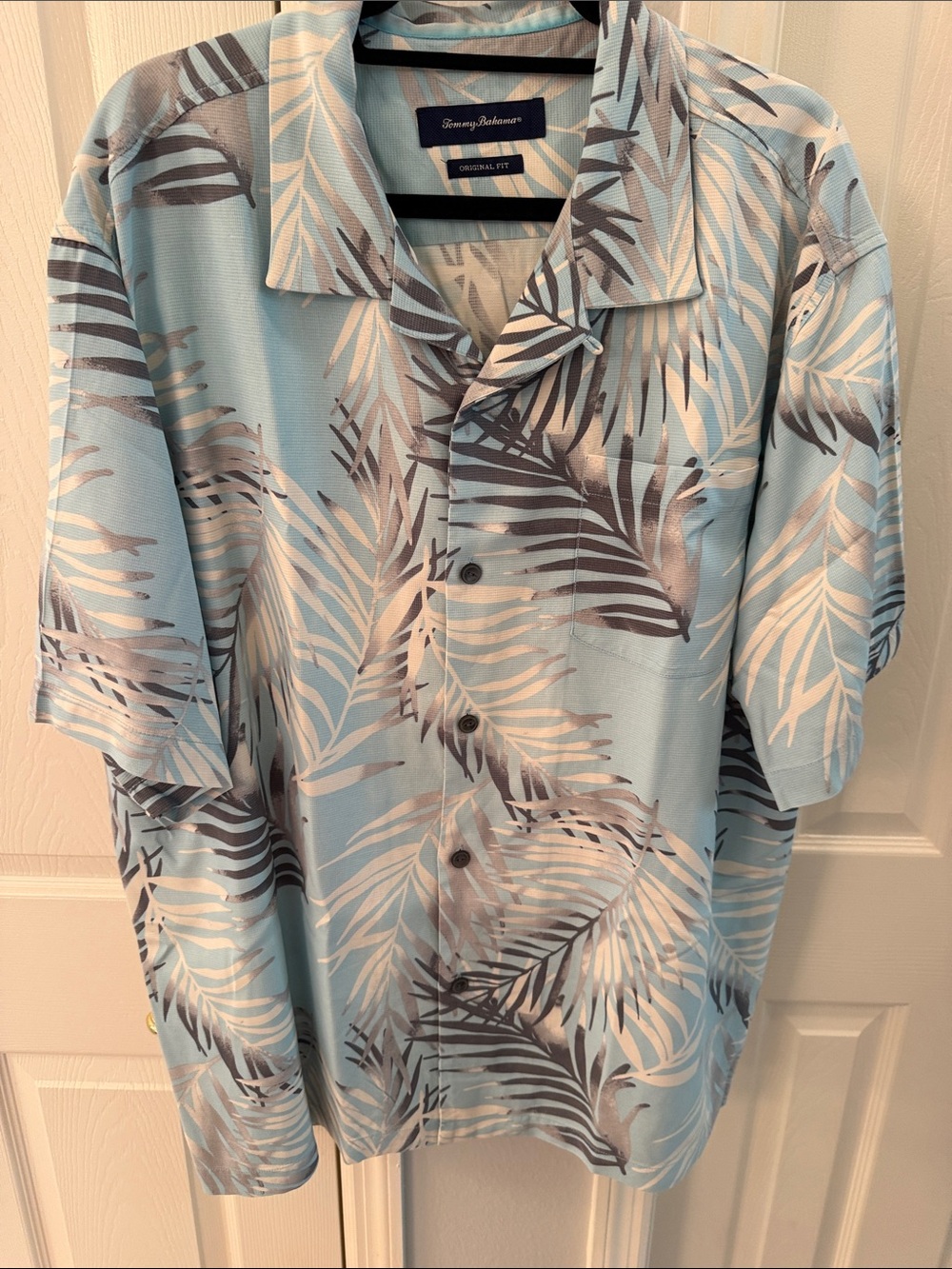 Tommy Bahama Blue Palm-Print Camp Shirt